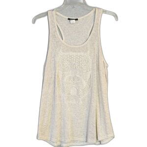 Cozy Casual Beige Owl Tank Top Women's 2XL